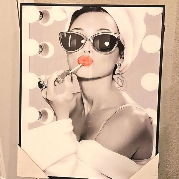 At Home Audrey Hepburn Red Lipstick Framed Wall Decor - Picture 4 of 6